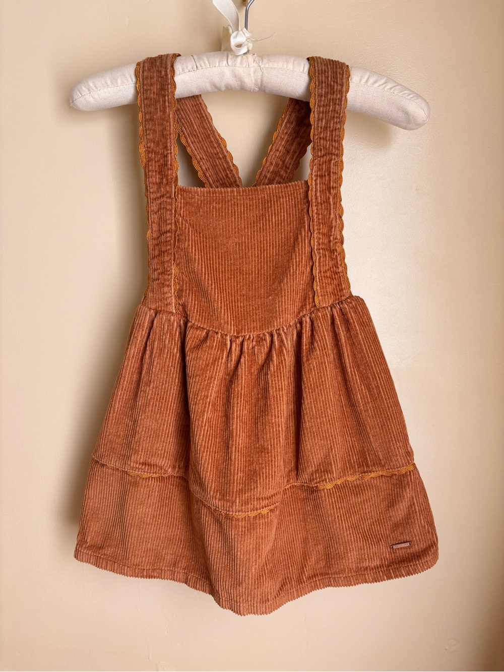 TAHARI Girl Rust Corduroy Pinafore Overall Dress Fall 6T